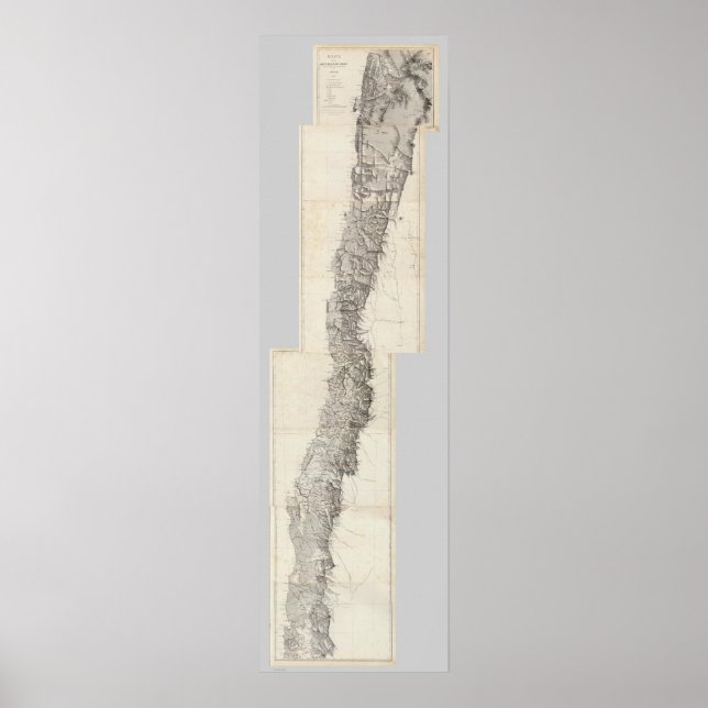 Pôster Mapa da República do Chile 18 (Frente)