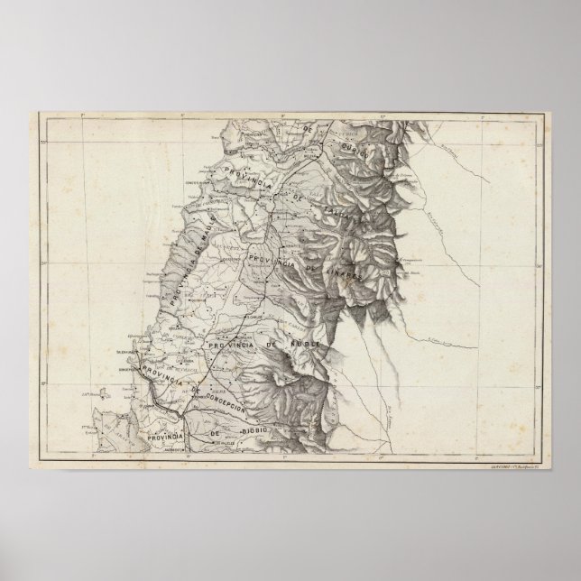 Poster Mapa da República do Chile 6 (Frente)