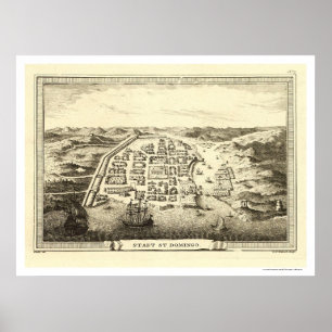 Pôster Mapa da República Dominicana por C.F. Fritzsch