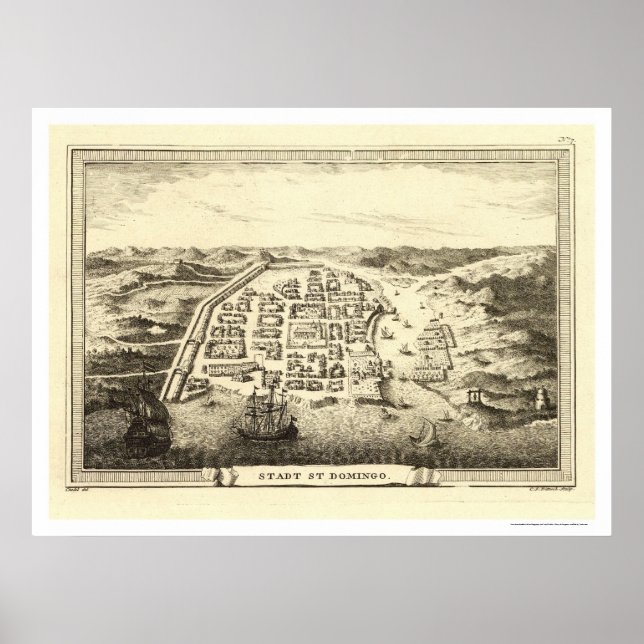 Pôster Mapa da República Dominicana por C.F. Fritzsch 175 (Frente)