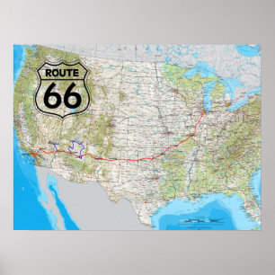 Poster Mapa da rota 66