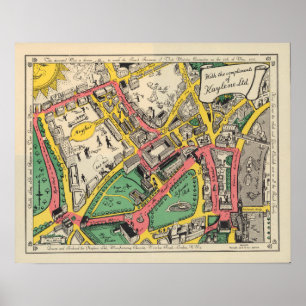 Poster Mapa da rota da coroação, Londres, Inglaterra
