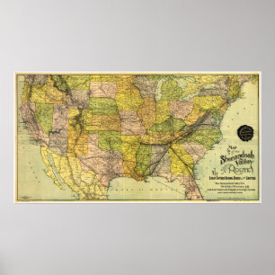 Pôster Mapa da Rota Ferroviária do Vale de Shenandoah (18