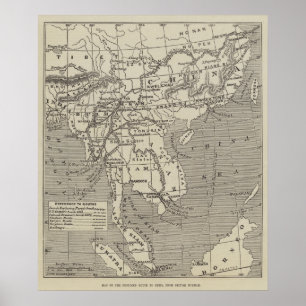 Poster Mapa da rota propor a China de Burma