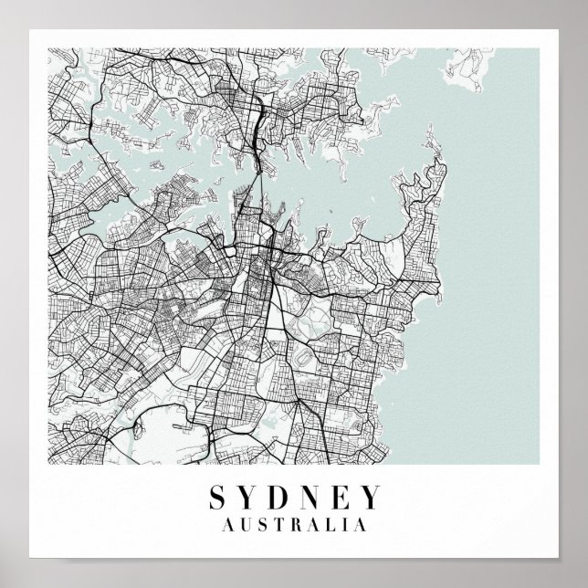 Poster Mapa da Rua Azul da Austrália de Sydney (Frente)