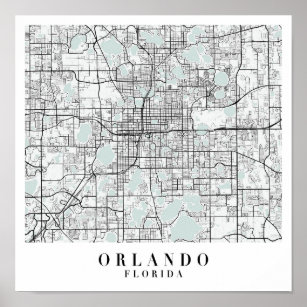 Poster Mapa da Rua Azul da Flórida Orlando