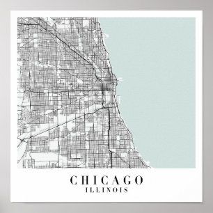 Poster Mapa da Rua Azul de Chicago