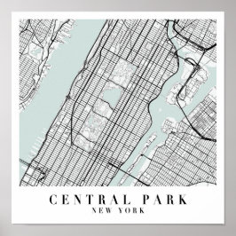 Poster Mapa da Rua Azul de Nova York do Central Park