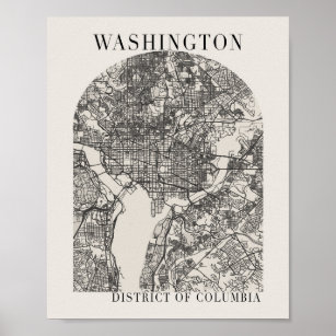 Poster Mapa da Rua Beige do Arch do Washington DC