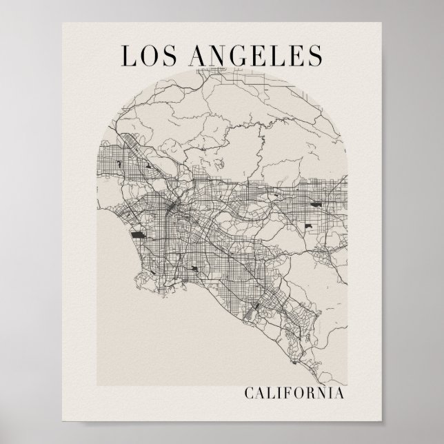 Poster Mapa da Rua Boho da Califórnia em Los Angeles (Frente)