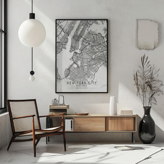 Poster Mapa da Rua da Cidade de Nova York Contemporânea s