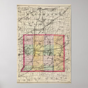 Pôster Mapa da Rua do Condado de Joseph, Michigan