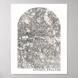 Poster Mapa da Rua Mínima de Arch do London England Boho