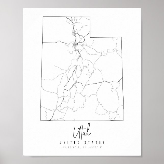 Poster Mapa da rua mínima de Utah (Frente)