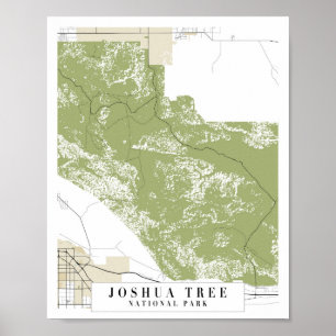 Poster Mapa da Rua Retro do Parque Nacional do Joshua Tre