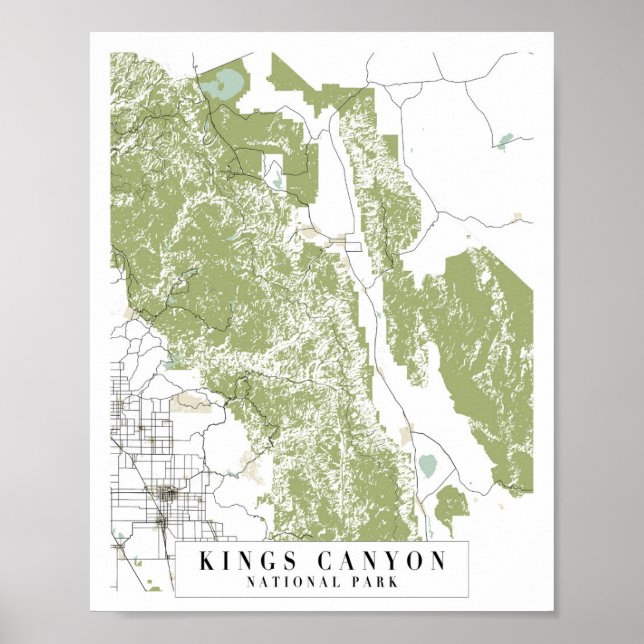Poster Mapa da Rua Retro do Parque Nacional do Kings Cany (Frente)