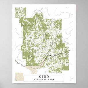 Poster Mapa da Rua Retro do Parque Nacional do Zion