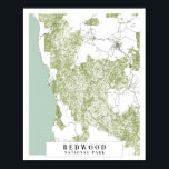 Poster Mapa da Rua Retro do Parque Nacional Redwood<br><div class="desc">Mapa da Rua Retro do Parque Nacional Redwood</div>