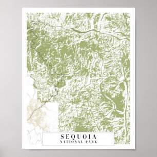 Poster Mapa da Rua Retro do Parque Nacional Sequoia
