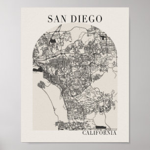 Poster Mapa da Rua San Diego California Boho