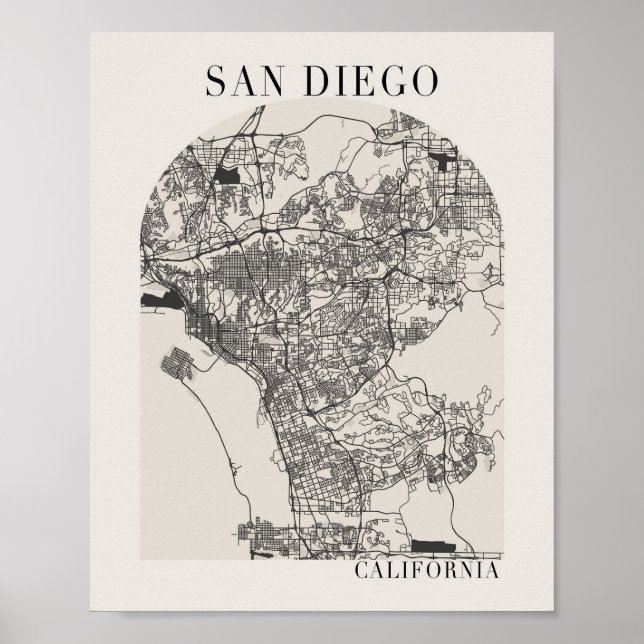 Poster Mapa da Rua San Diego California Boho (Frente)