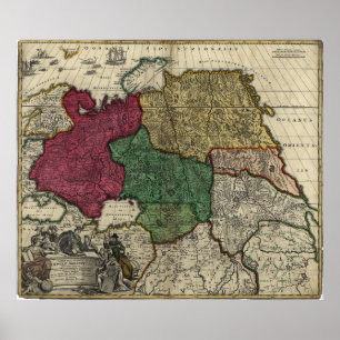Poster Mapa da Rússia (1704)