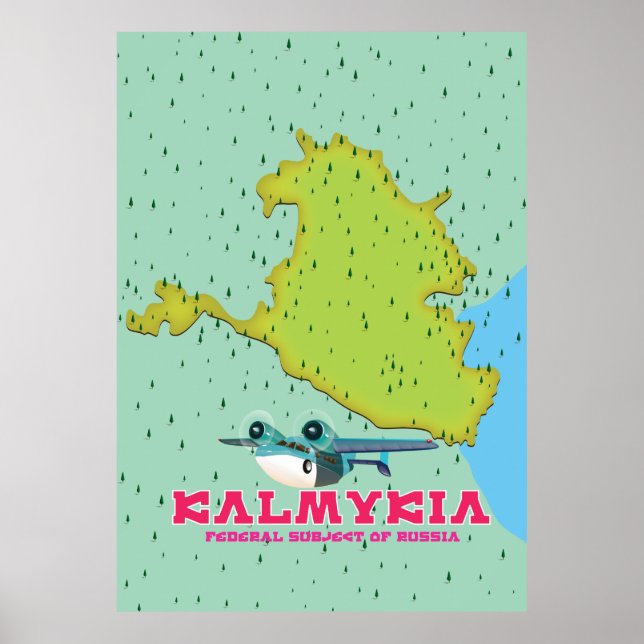 Poster Mapa da Rússia Kalmykia (Frente)