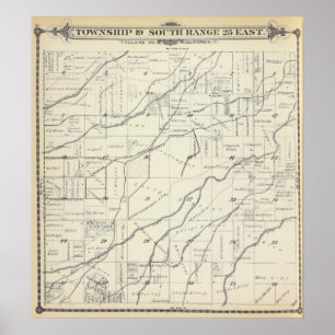 Poster Mapa da seção de T19S R25E Tulare County