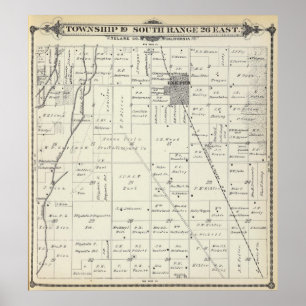 Poster Mapa da seção de T19S R26E Tulare County
