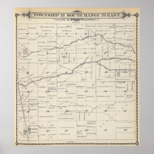 Poster Mapa da seção de T21S R25E Tulare County
