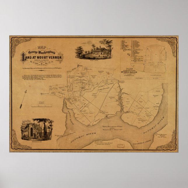 Pôster Mapa da Terra de Washington em 1859 no Monte Verno (Frente)