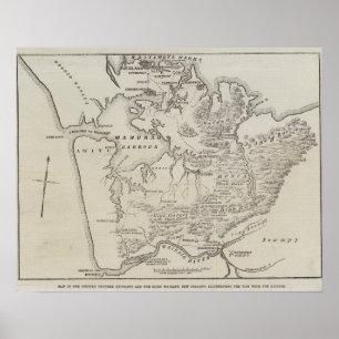 Poster Mapa da terra entre Auckland & rio de Waikato