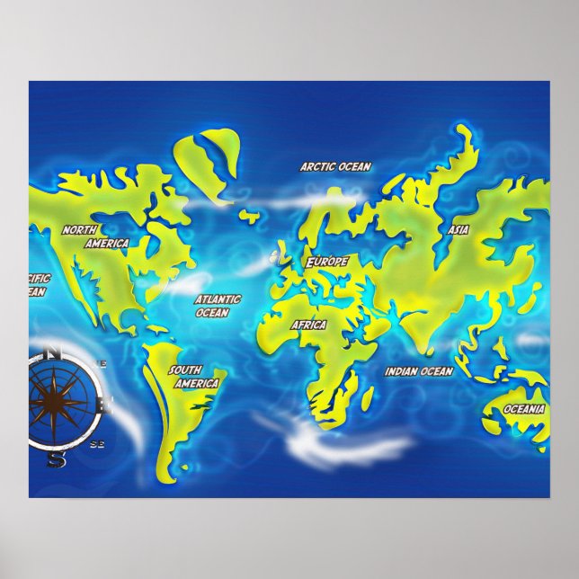 Poster Mapa da Terra Inundada (Frente)