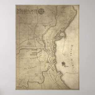 Poster Mapa da terra Mythical de Milwaukee