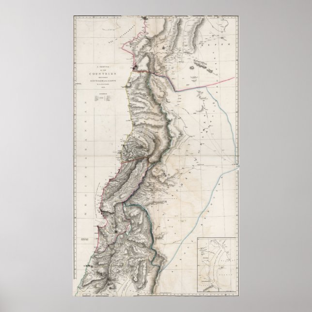 Poster Mapa da Terra Santa de 1814 (Frente)