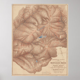 Poster Mapa da Topografia das Montanhas Vintage Adirondac