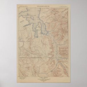 Poster Mapa da topografia, peça nacional de Yellowstone,