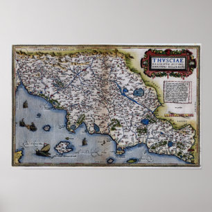 Pôster Mapa Da Toscana Do Século Xxi