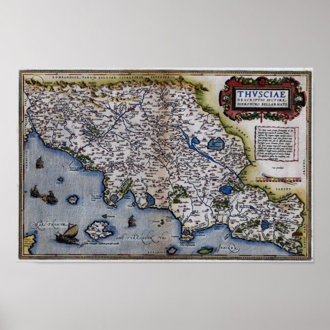 Pôster Mapa Da Toscana Do Século Xxi (Frente)