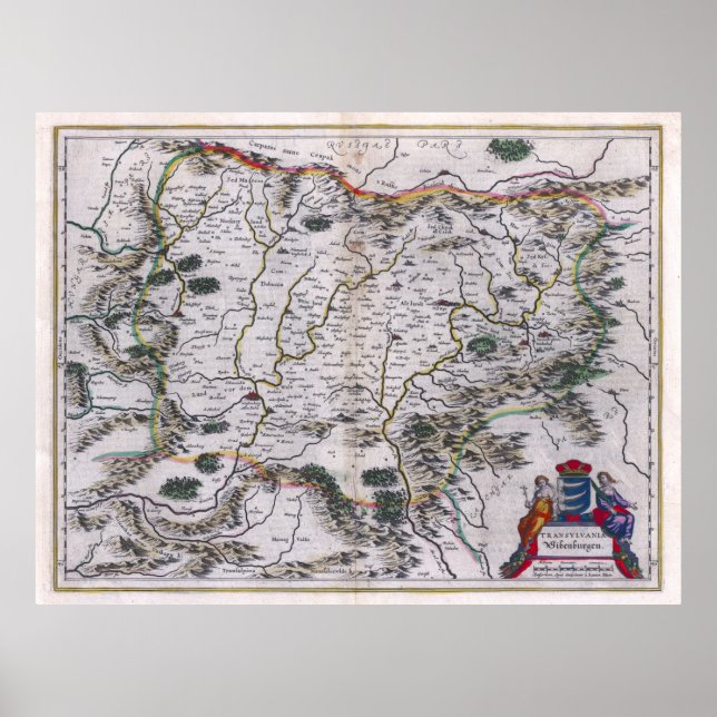 Poster Mapa da Transilvânia, 1647 (Frente)