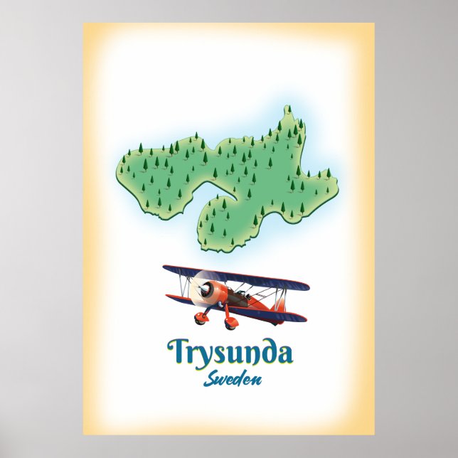 Poster Mapa da Trysunda Suécia (Frente)