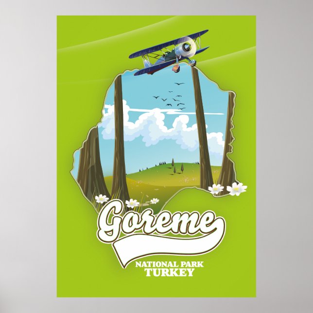 Poster Mapa da Turquia do Parque Nacional Goreme (Frente)