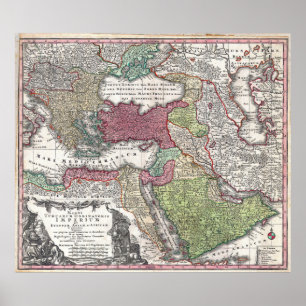 Pôster Mapa da Turquia em 1730 (Império Otomano)