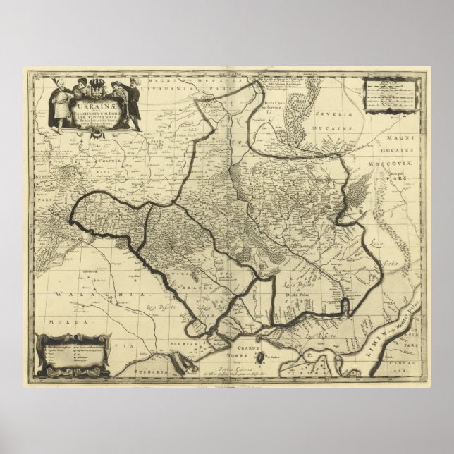 Poster Mapa da Ucrânia (1696) (Frente)