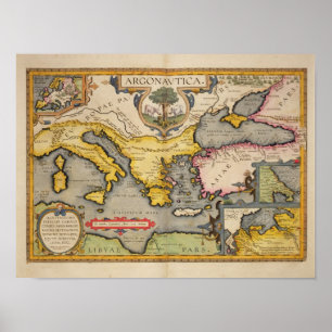 Poster Mapa da viagem dos Argonauts