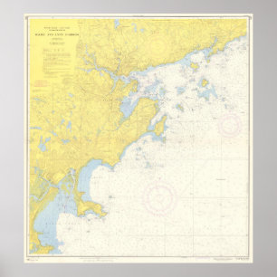 Poster Mapa da Vintage de North Shore Massachusetts (1957