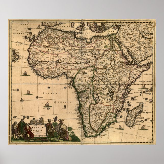 Poster Mapa da Vintage em África (1688) (Frente)