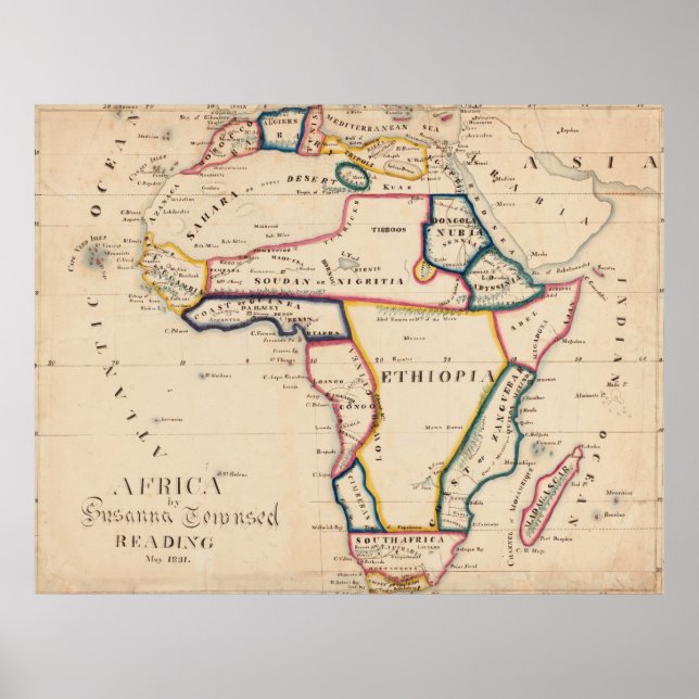 Poster Mapa da Vintage em África (1831) (Frente)