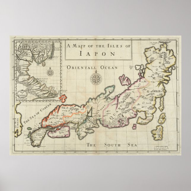 Poster Mapa da Vintage no Japão (1684) (Frente)