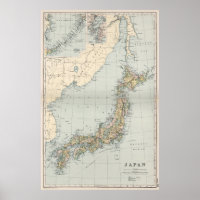 Mapa da Vintage no Japão (1892)